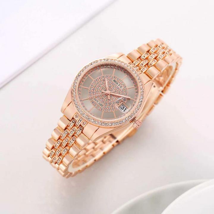 Rolee_x Ladies Crystal Date Just Quartz Rose-Gold Grey