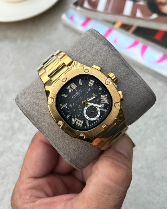 Gu.ess Square Chronograph Gold-Black