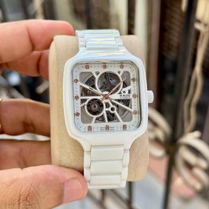 Radd_o True Square Automatic Ceramic White Copper Diamond