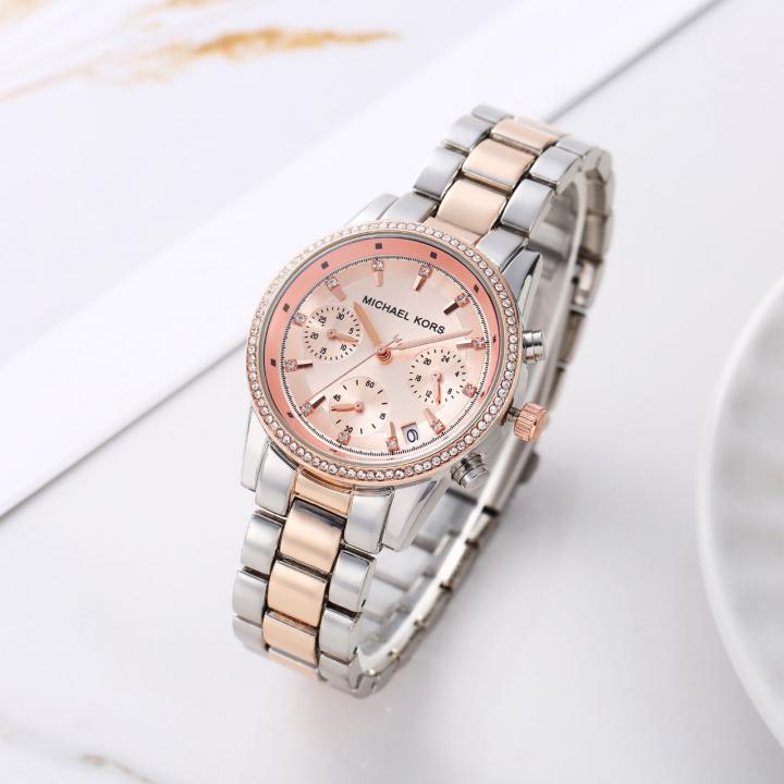 Mic.hae_l Kors Bryant Chronograph 2Ton-Copper-Pink
