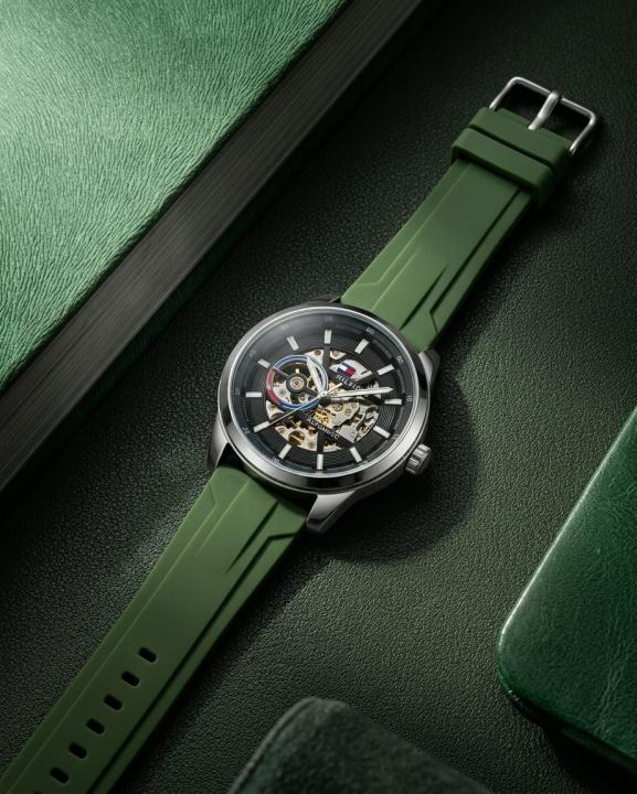 Tom.my_hilfiger Automatic Silicon Green-Silver-Black
