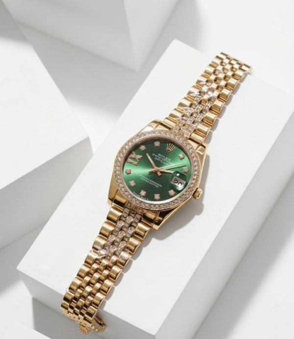 Role_x Oyester Perpetual Date Just Gold-Green