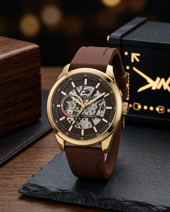 Tom.my_hilfiger Automatic Silicon Brown-Gold-Brown