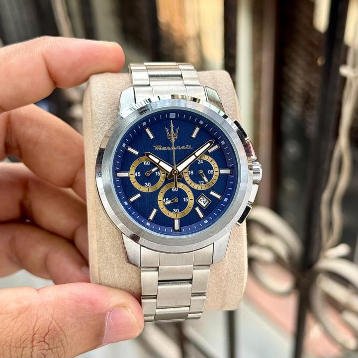 Mase.rati Potenza Silver-Blue-Gold Chrono