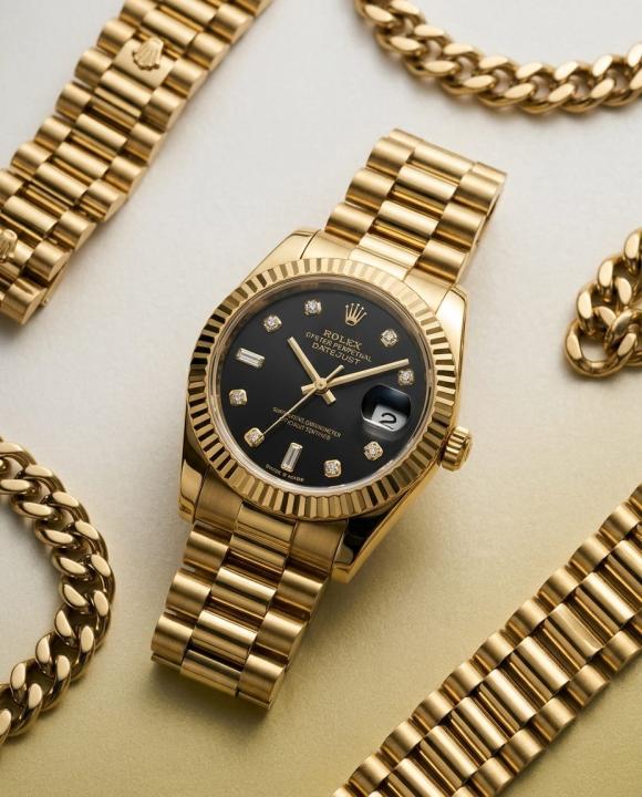 Role_x Oyester Perpetual Date Just Ladies Gold-Black