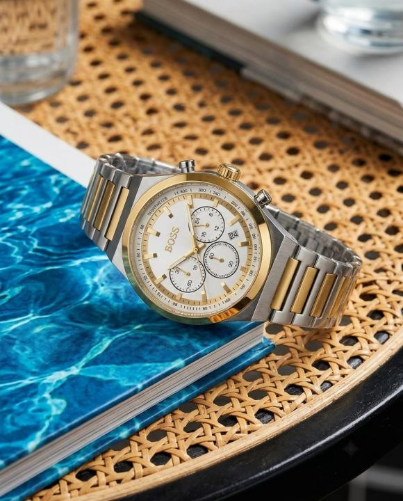 Boss Candor Chronograph 2Ton-Gold-White