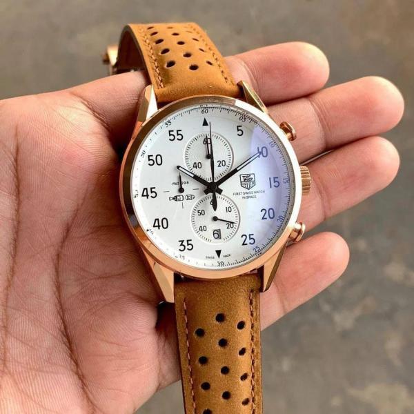 NewTag Heue_r Carrera Calibre 16 Chronograph Brown-Copper