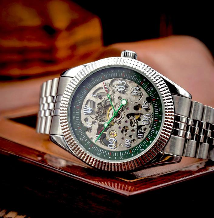 Rolee_x Pagani Skeleton Automatic Silver-Green
