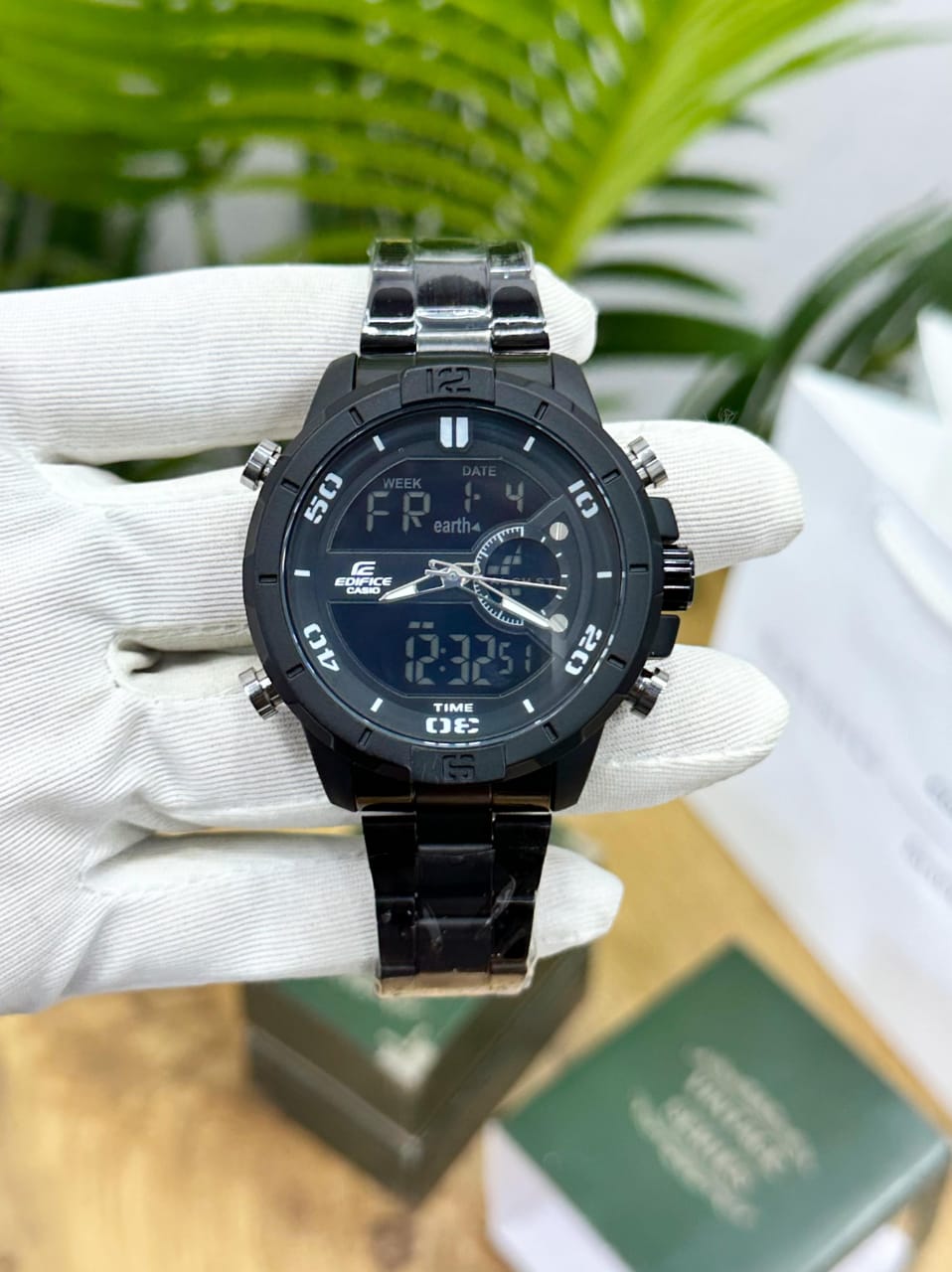 NEW EDIFICE CASIO DUAL ANALOGUE BLACK