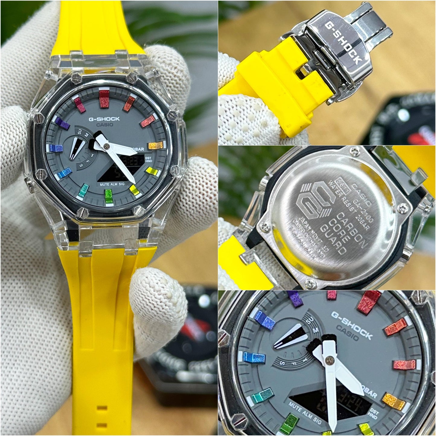 NEW G SHOCK CORE GUARD YELLOW RAINBOW FACE