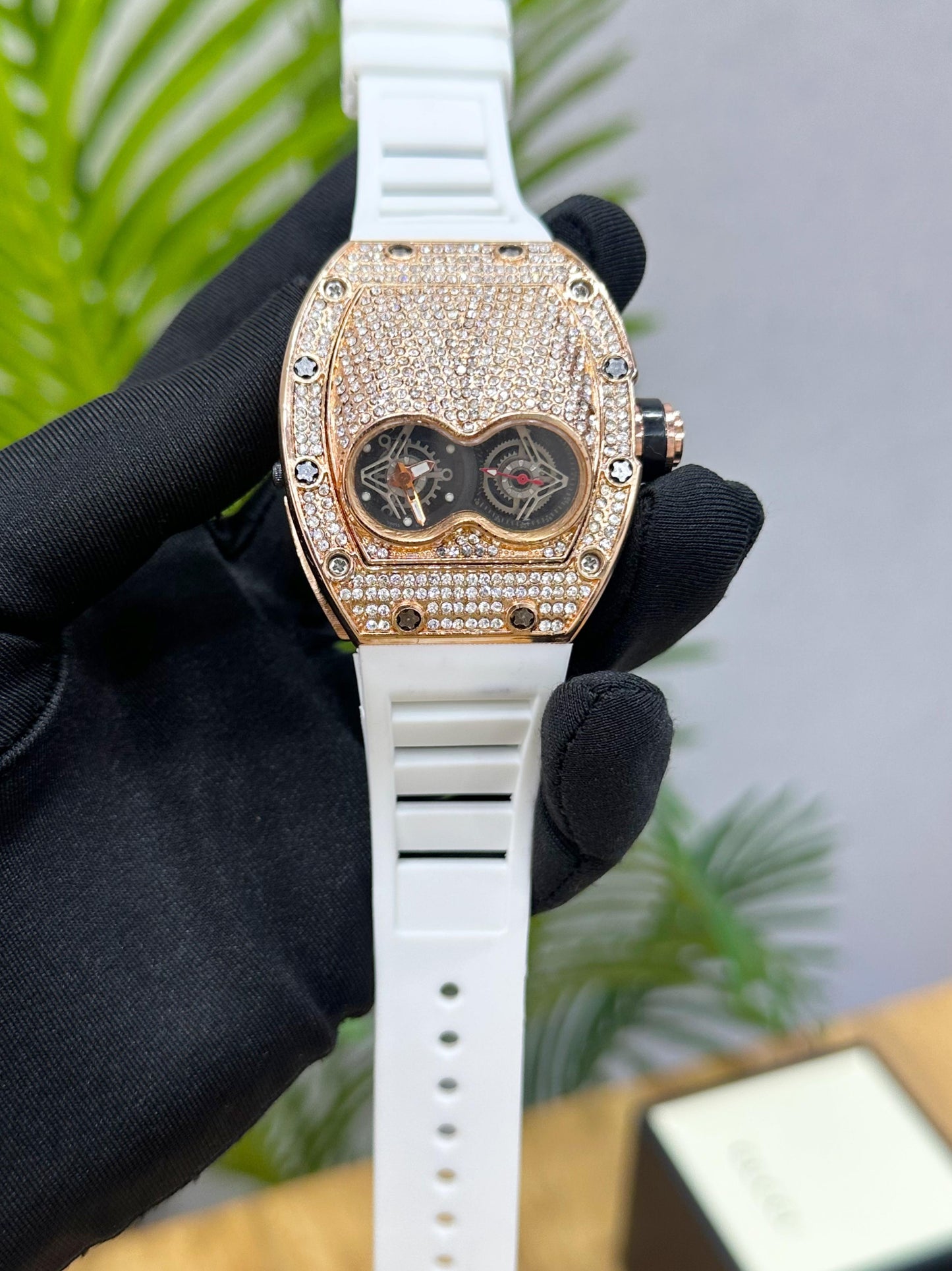 RICH.ARD MILLE WHITE FULL DIAMOND STUDDED DIAL 100% TOP NOTCH QUALITY