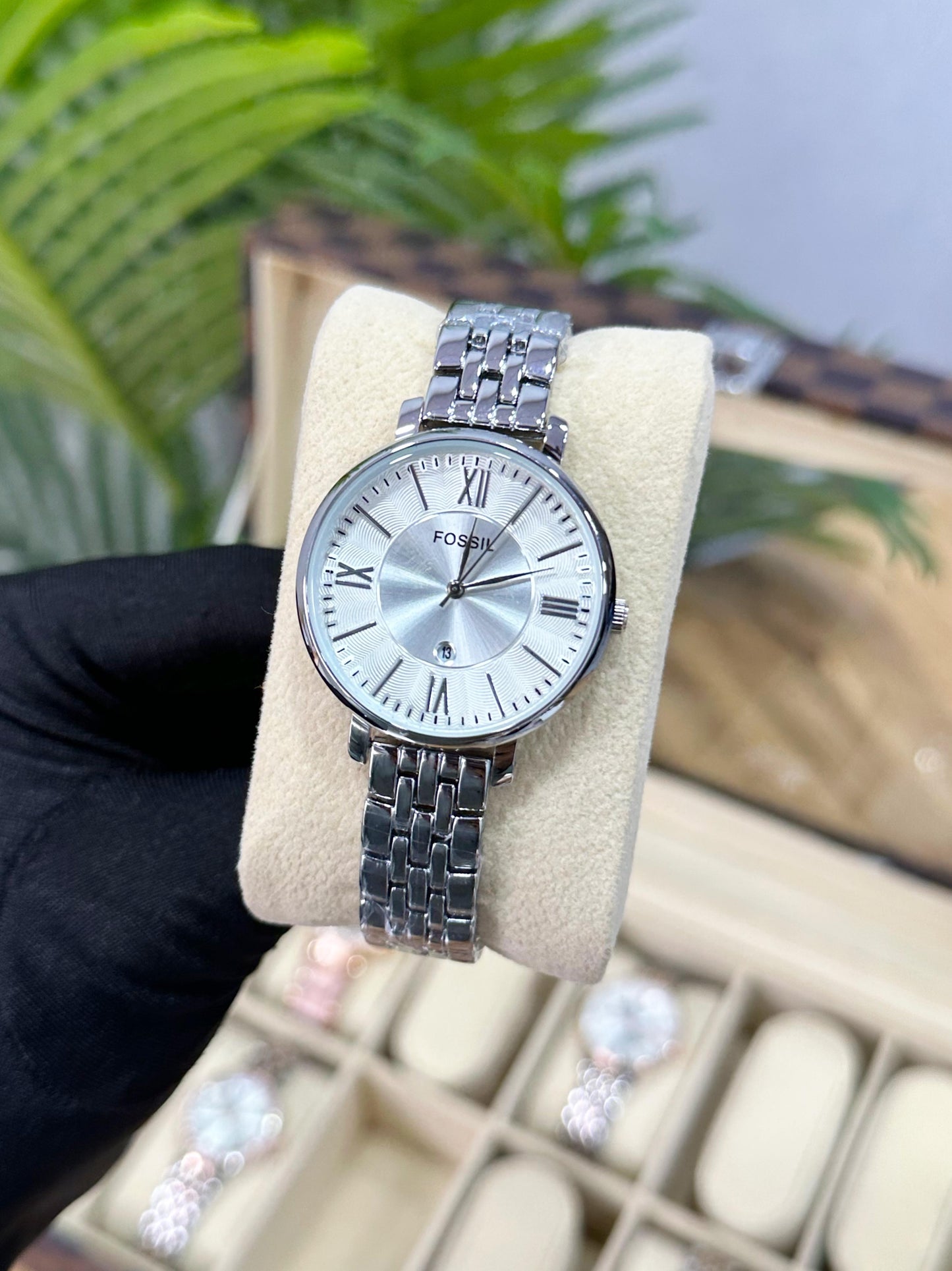 NEW! FOS.SIL JACQUELINE WHITE DIAL, STEEL