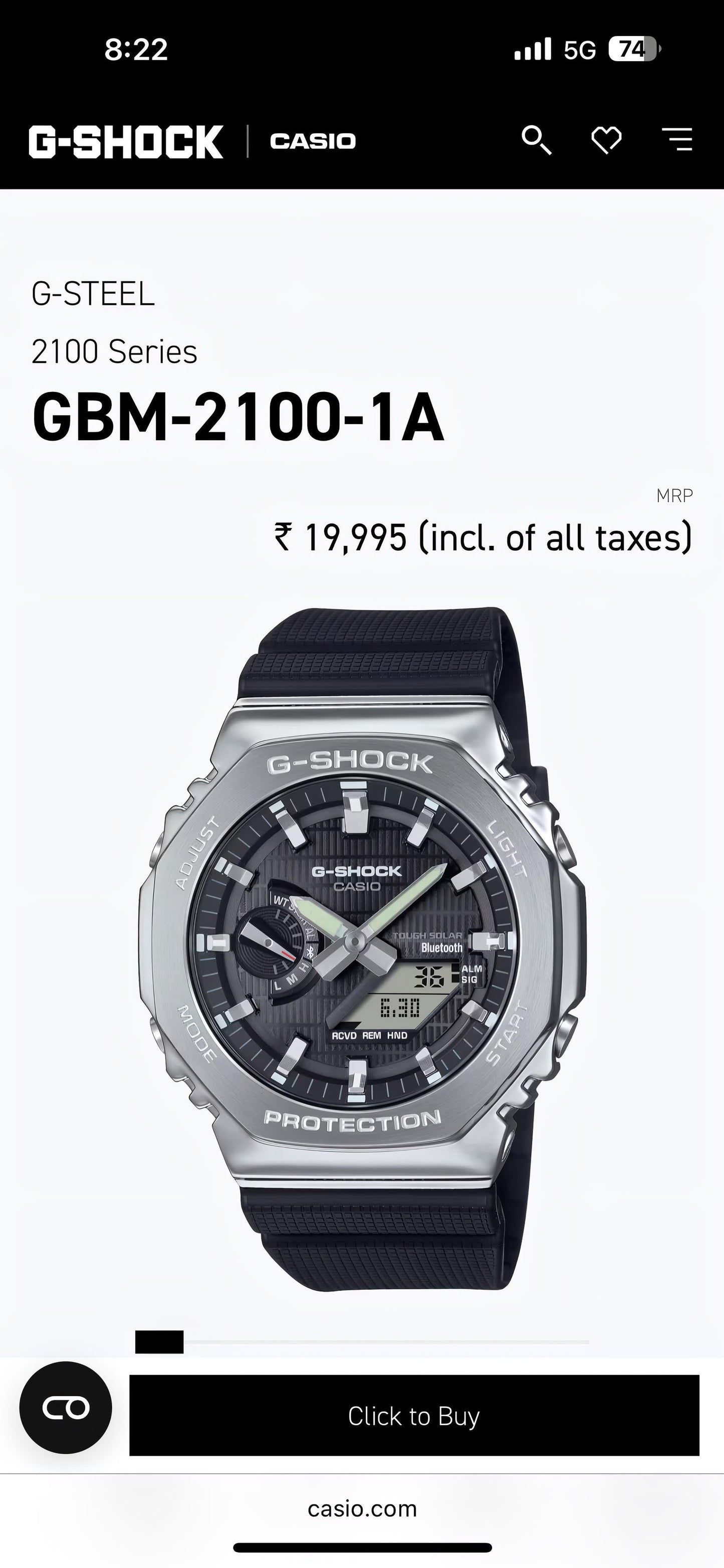 NEW G-SHOCK GM-2100 BLACK & SILVER