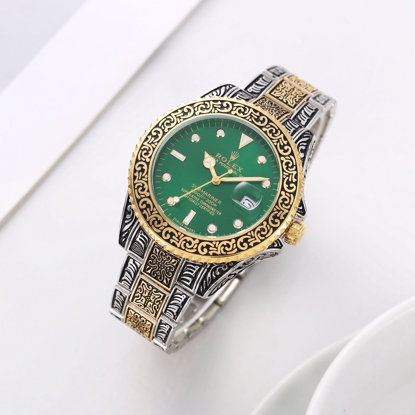 ROL.EX ALL ENGRAVED TOW-TONE & GREEN