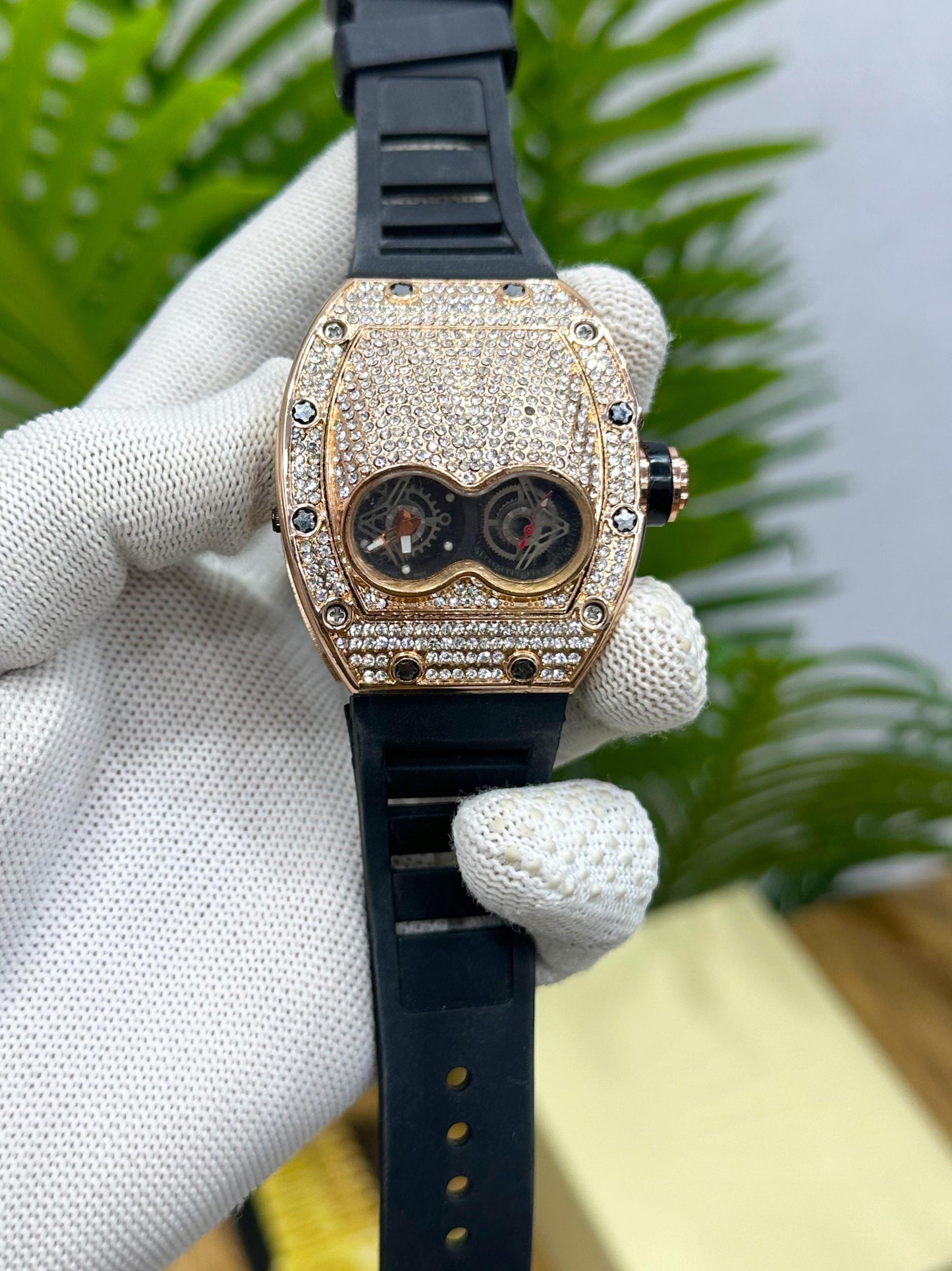 RICH.ARD MILLE BLACKš¤FULL DIAMOND STUDDED DIAL