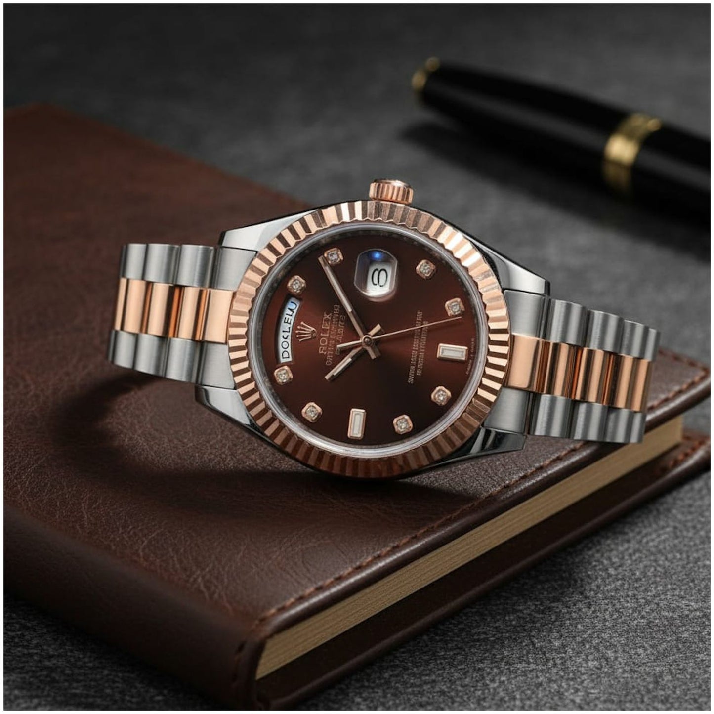 Rol.ex Oyster Perpetual Day Date Diamond 40 Battery Working Like Automatic