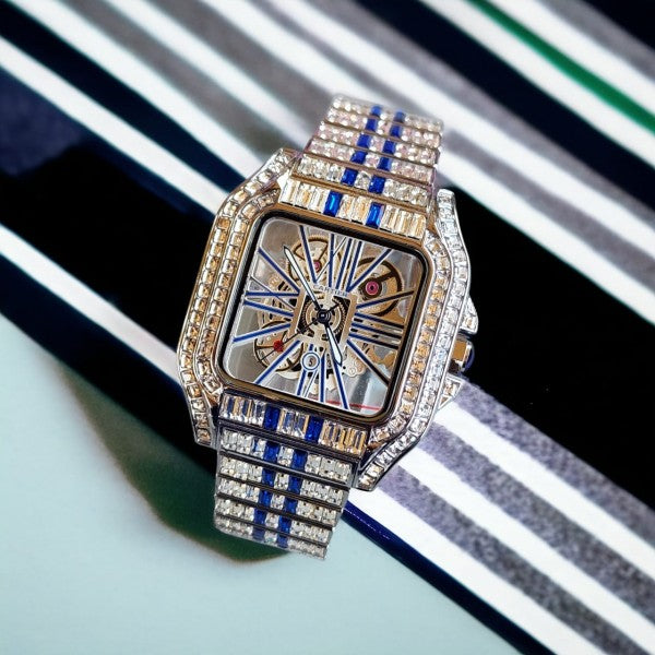 Car.tier Santos Diamond Silver Blue