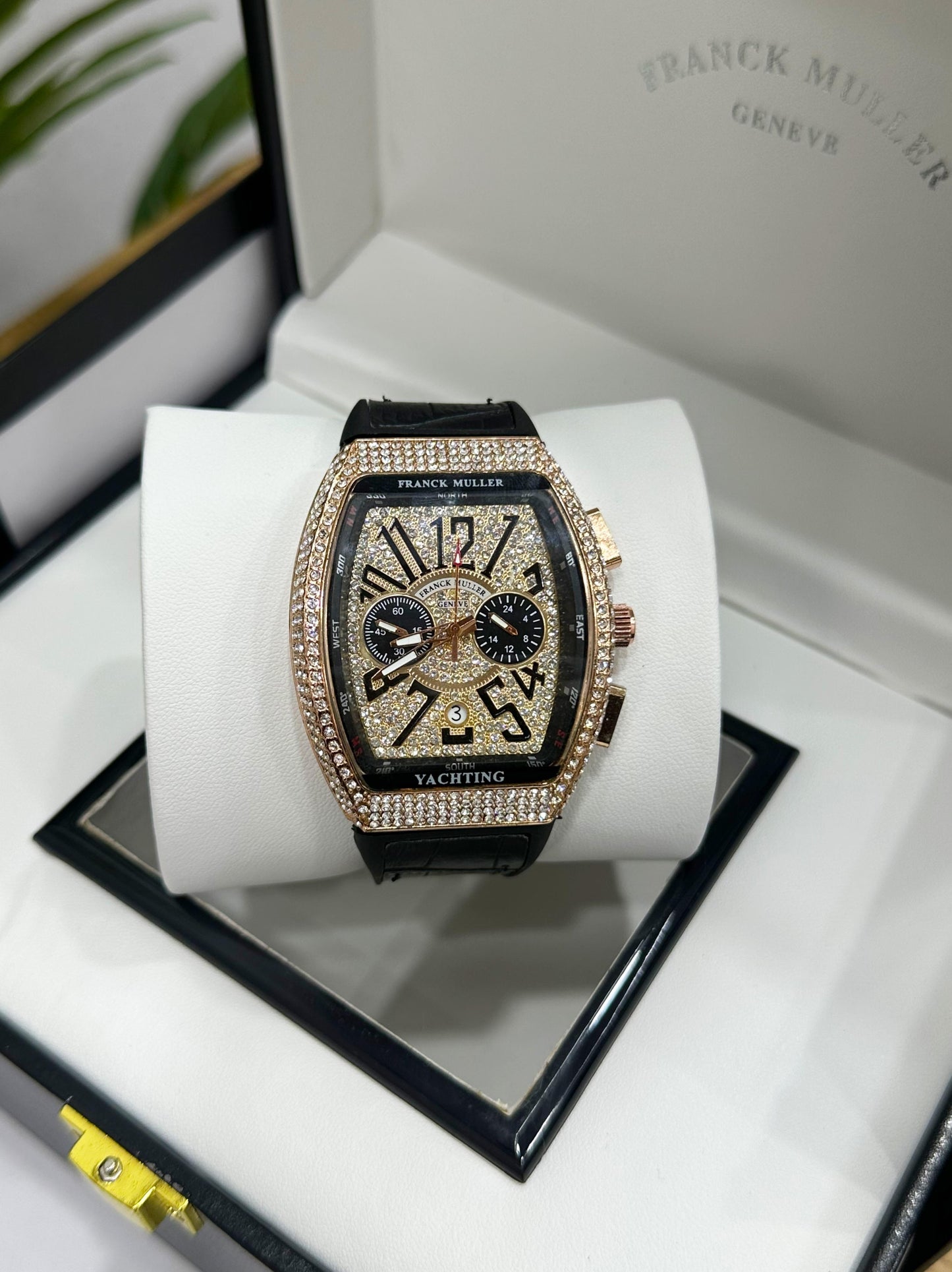 NEW FRANCK MULLER VANGUARD CHRONOGRAPH FULLY PAVED WITH DIAMOND
