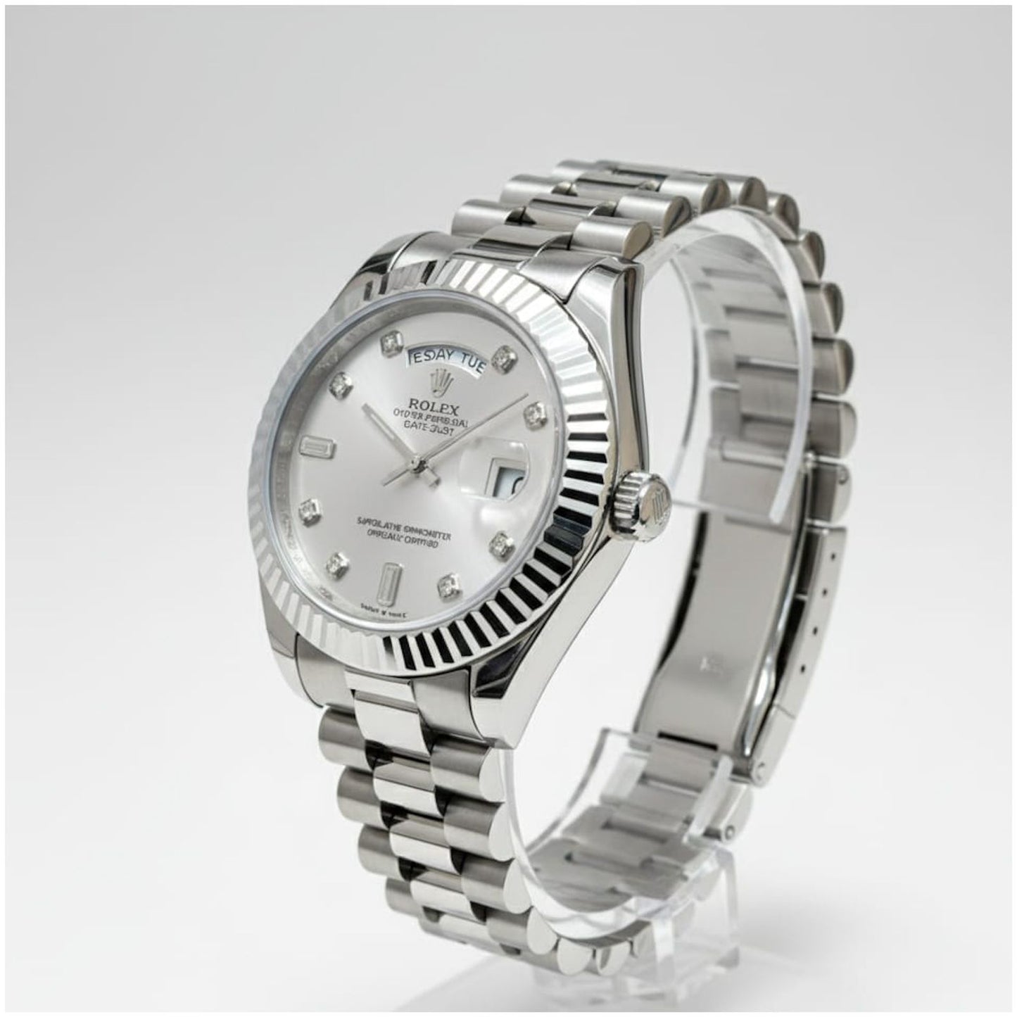 Rol.ex Oyster Perpetual Day Date Diamond 40 Battery Working Like Automatic