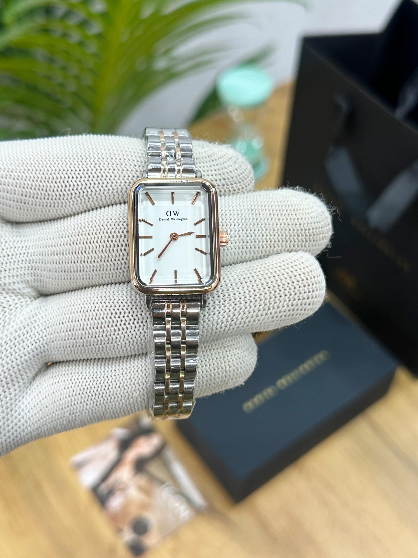 NEW! DANIEL WELLINGTON DW QUADRO TOW-TONE WITH WHITE DIAL