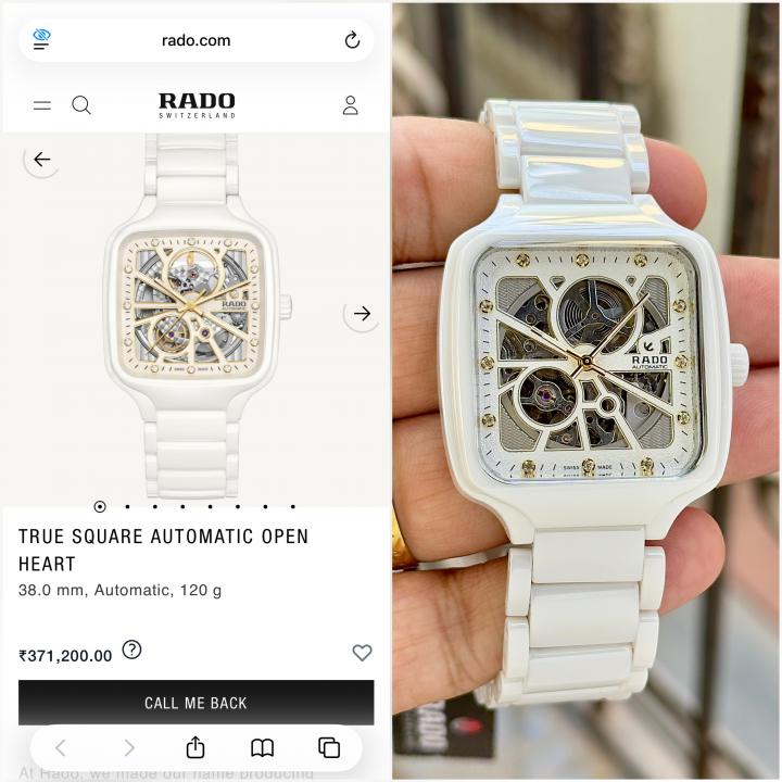 Rad_o True Square Automatic Ceramic- White-Gold Diamond