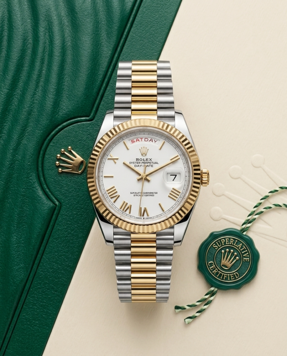 Role_x Oyster Perpetual Day Date 40 Battery 2Ton-Gold-White