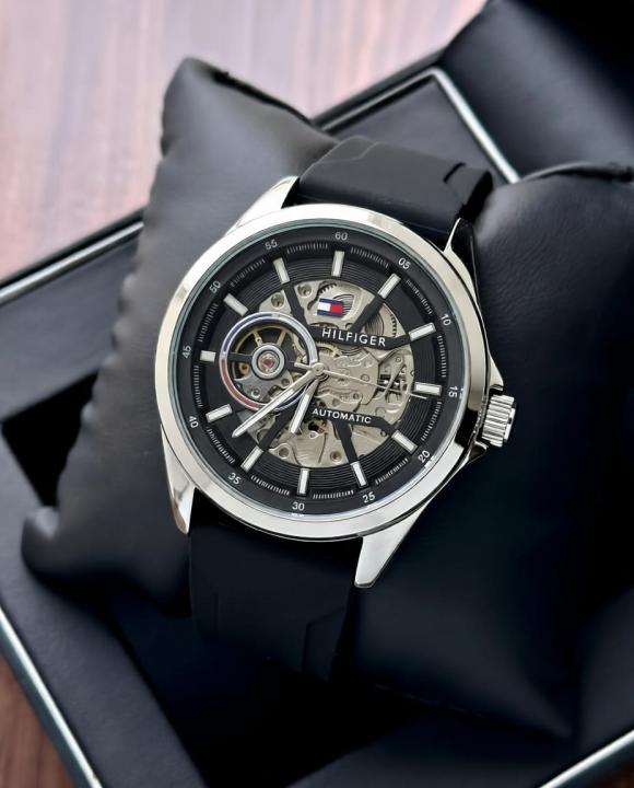 Tom.my Hilfige_r Automatic Silicon Black-Silver-Black
