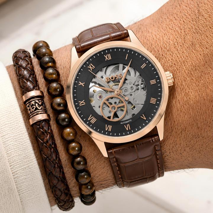 BO.SS Principle Skeleton Mens Automatic Brown copper