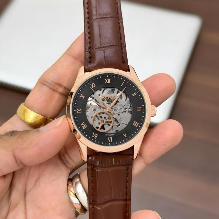 BO.SS Principle Skeleton Mens Automatic Brown copper