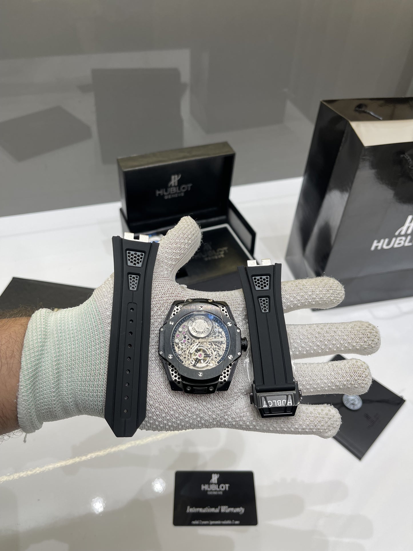 HUB.LOT BLACK BING BANG TOURBILLON PREMIUM LUXURY AUTO WATCH