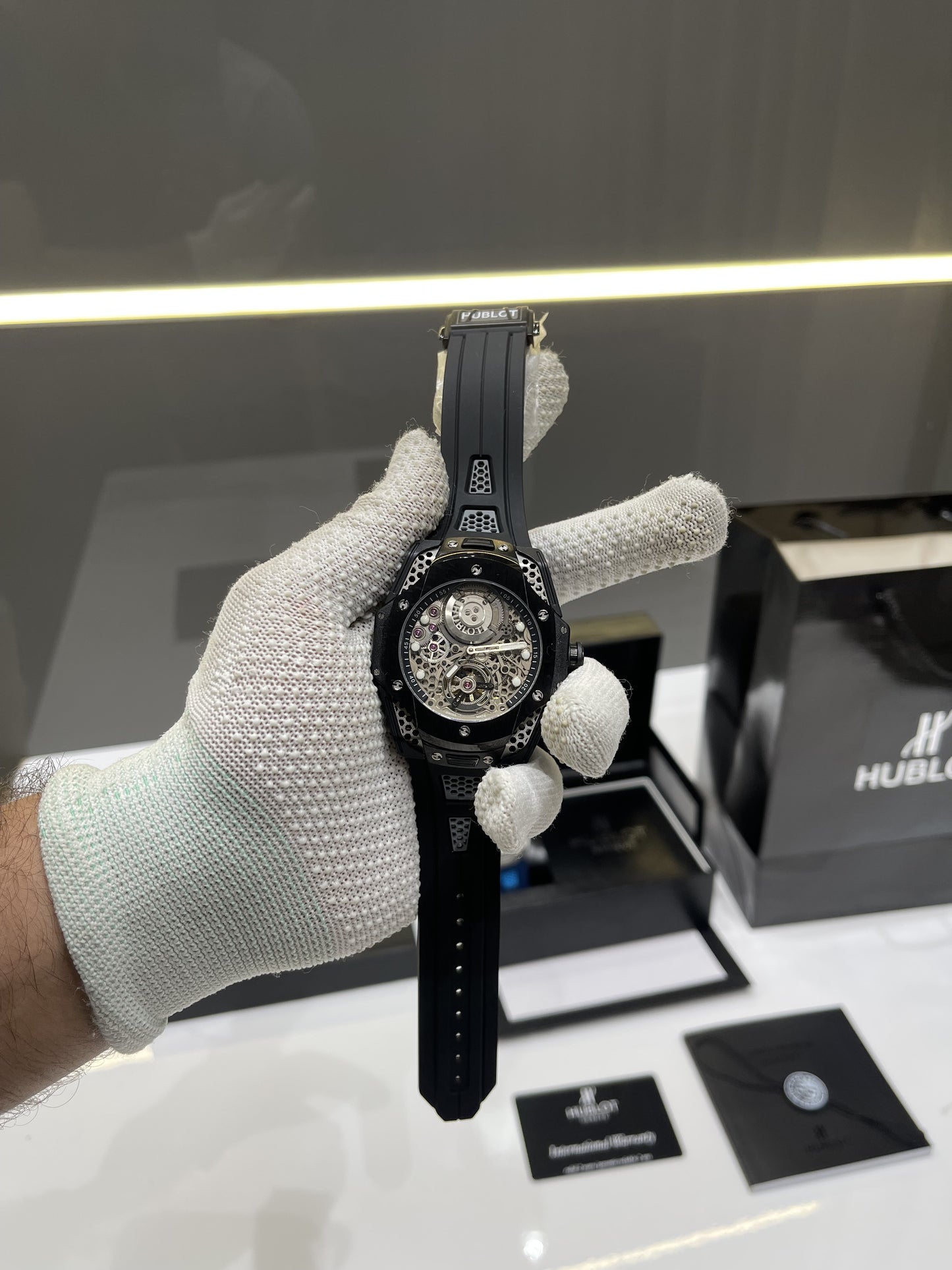 HUB.LOT BLACK BING BANG TOURBILLON PREMIUM LUXURY AUTO WATCH