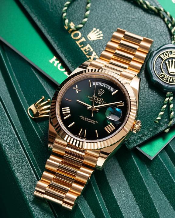 Role_x Oyster Perpetual Day Date Automatic Gold-Green