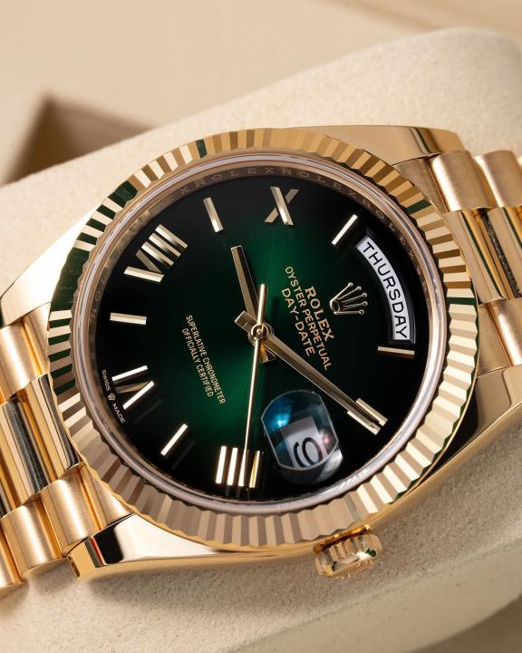 Role_x Oyster Perpetual Day Date Automatic Gold-Green