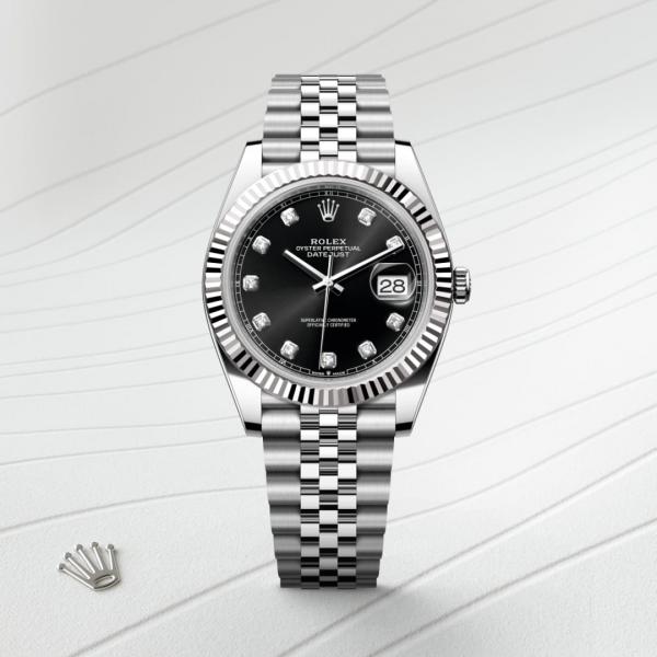 Role_x Oyster Perpetual Date Just Diamond Silver-Black-Diamond