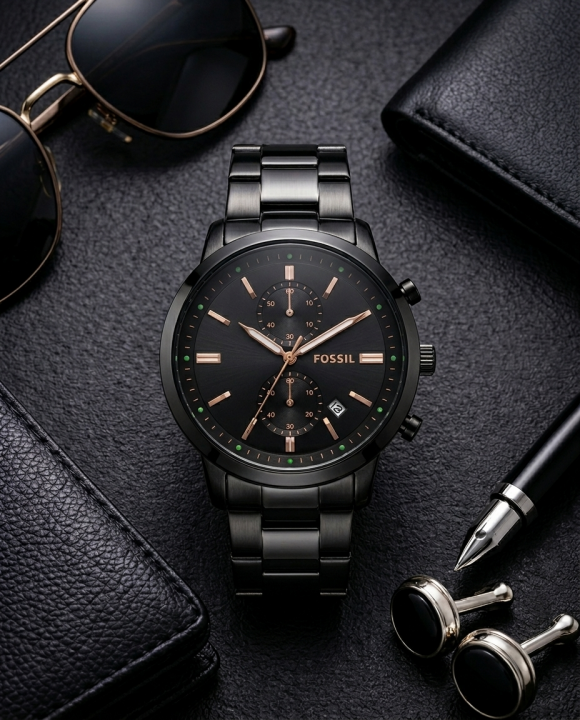 Fossi_l Minimalist Chronograph Black-Copper