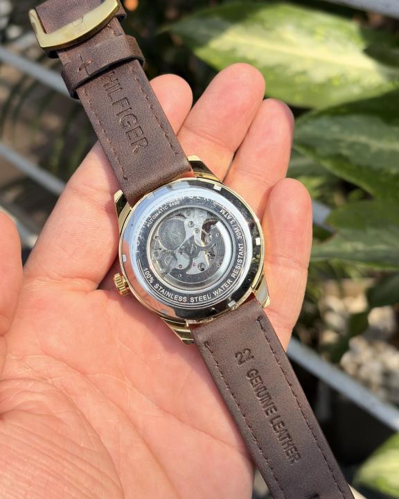 Tom.my_hilfiger Automatic Leather DarkBrown-Gold-Black