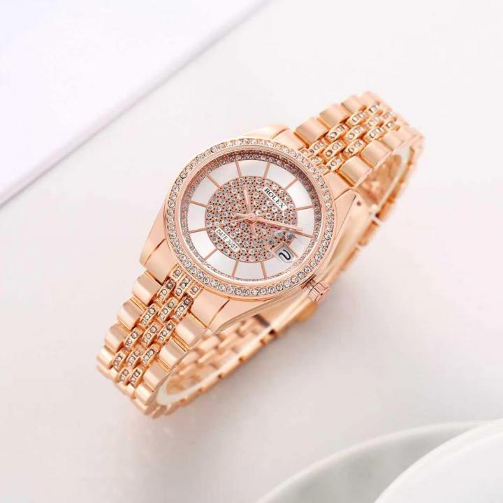 Rolee_x Ladies Crystal Date Just Quartz Rose-Gold White