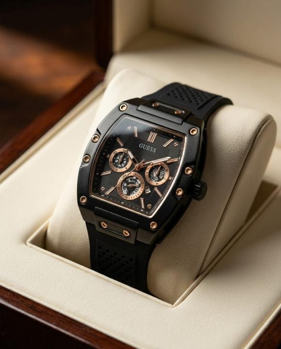 Gu.ess Rectangle Chronograph Black-Copper Chronograph