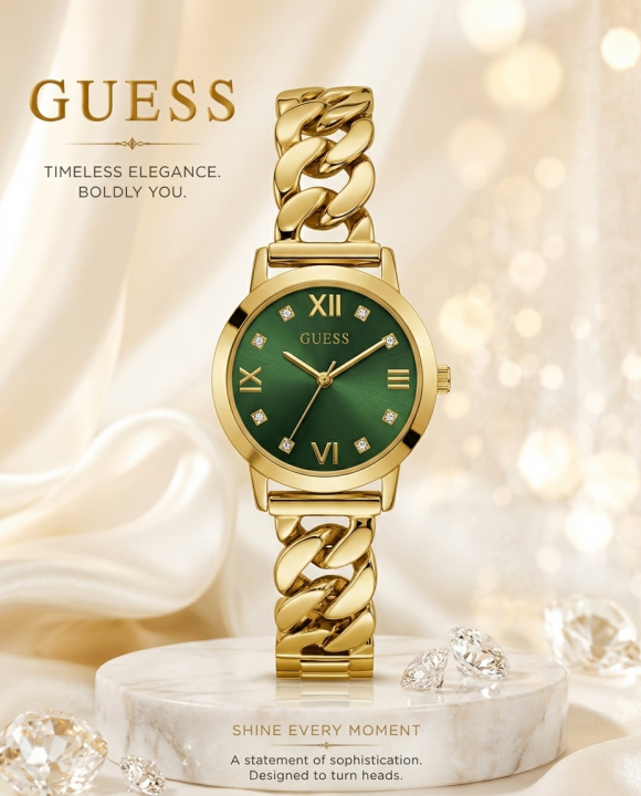 Gue.ss Chain Silhouette Gold Green