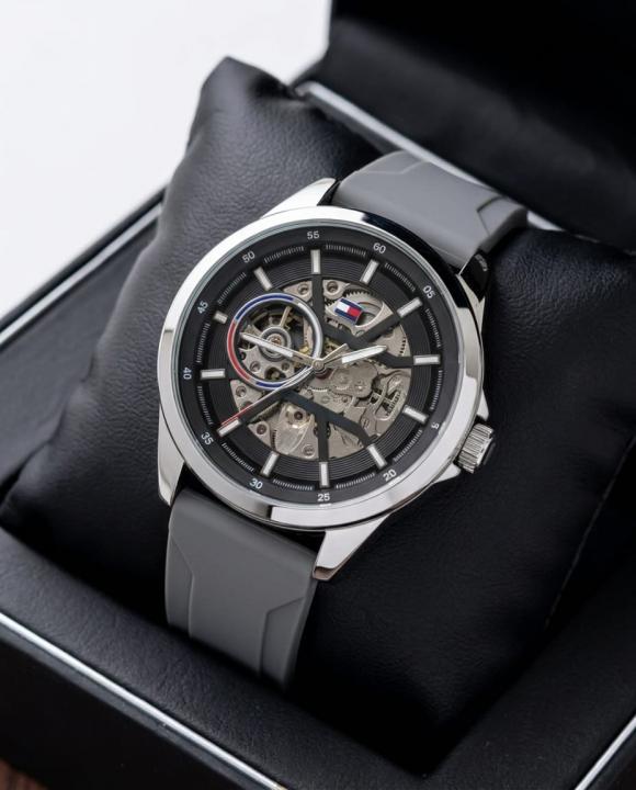 To.mmy Hilfige_r Automatic Silicon Grey-Silver-Black