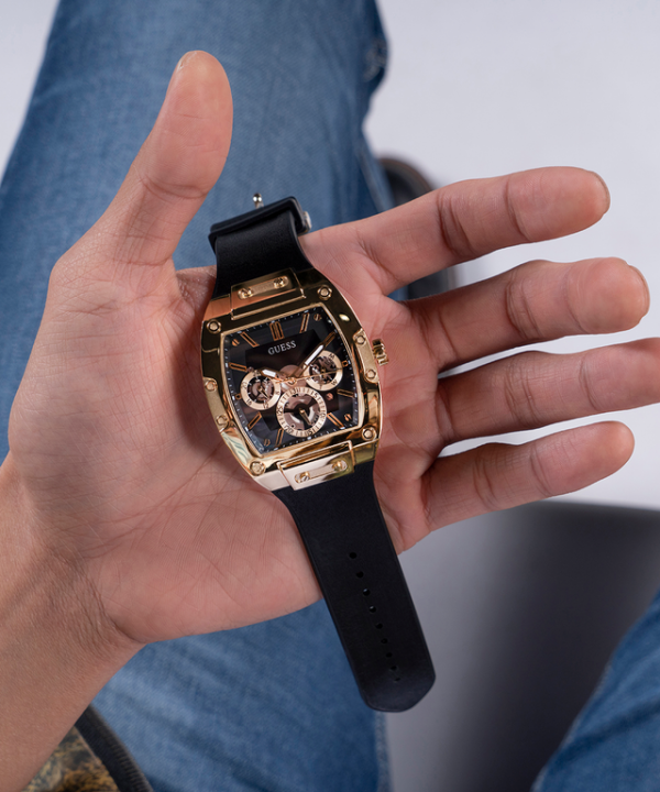 Gu.ess Rectangle Chronograph Black-Full Gold