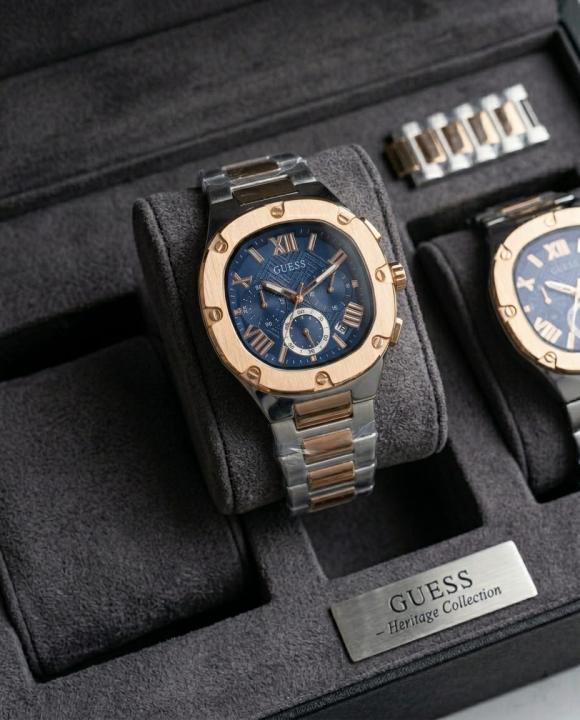 Guess Square Chronograph 2Ton-Copper-Blue
