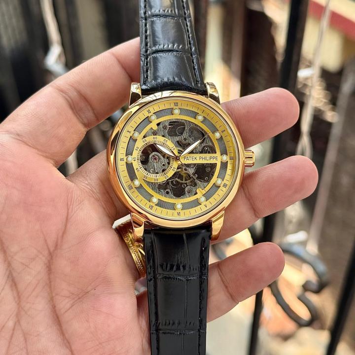 Pat.ek Philippe Gold-Tone Automatic Mechanical Skeleton