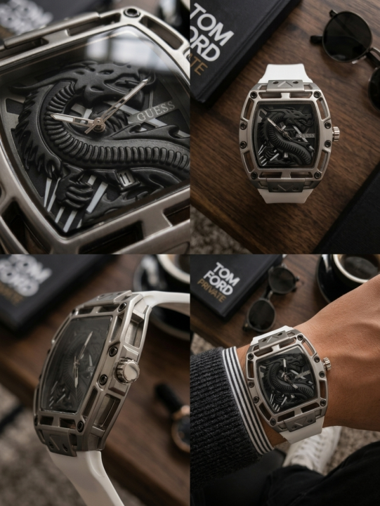 Gu.ess Trend Legend Dragon White Silver