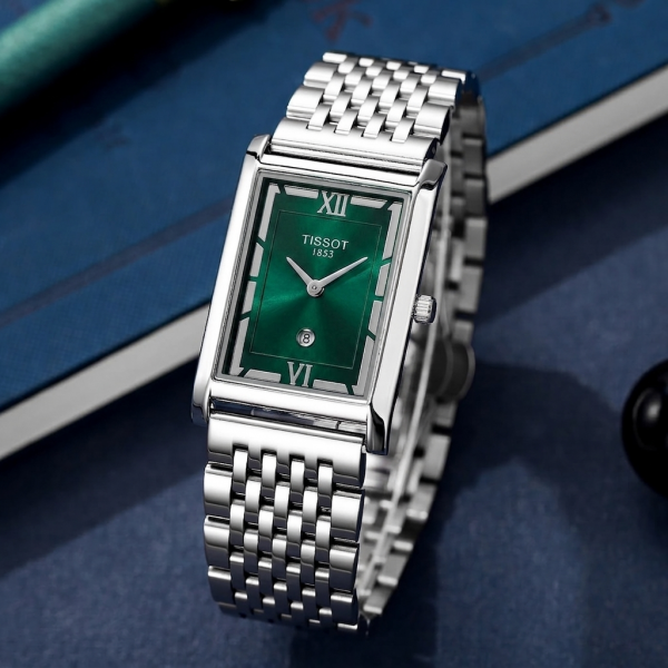 Tissoo_t 1853 T-Classic Heritage Rectangular Style Silver-Green