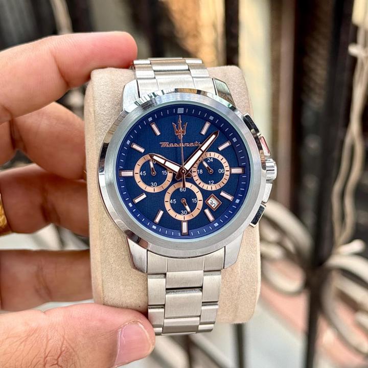 Mase.rati Potenza Silver-Blue-Copper Chrono