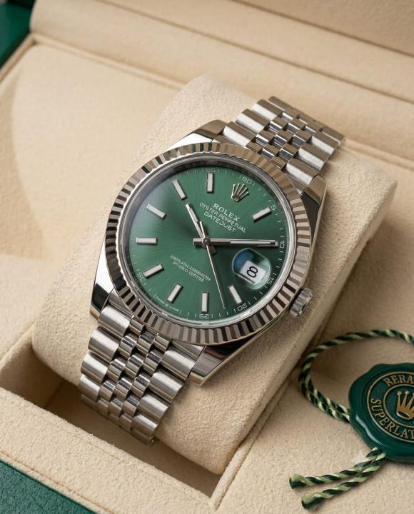 Role_x Oyster Perpetual Date Just Silver-Green