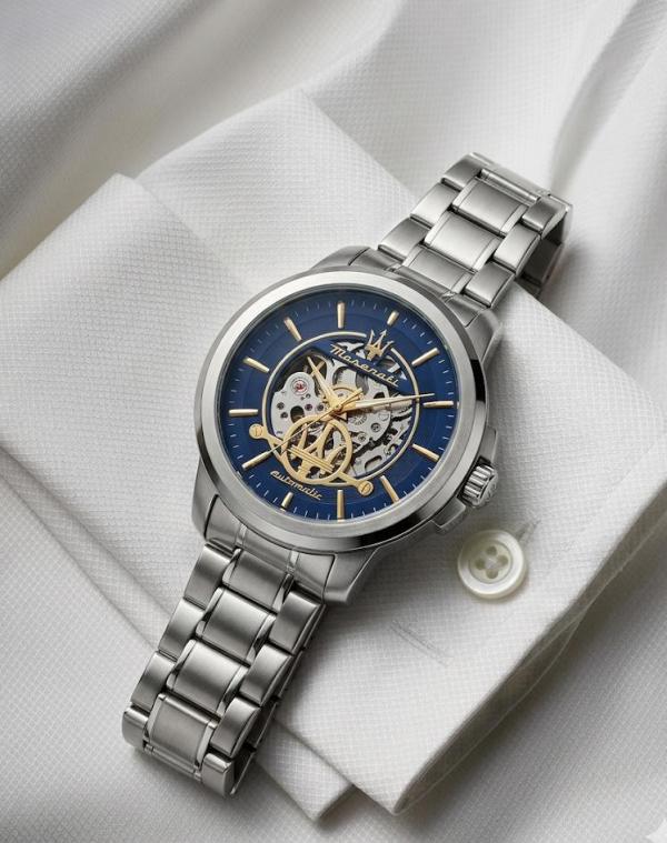 Maserat_i Successo Skeleton automatic Silver-blue-gold