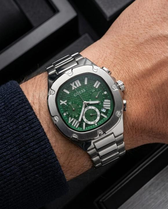 Gue.ss Square Chronograph Silver-Green