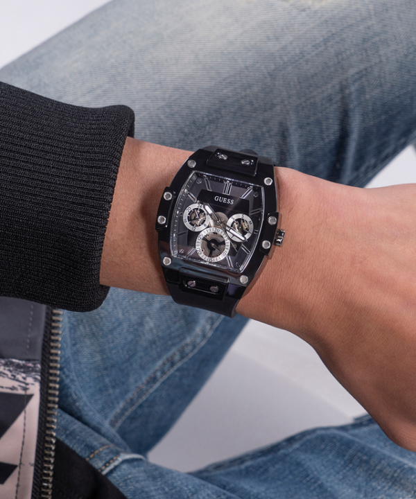 Guess Rectangle Chronograph Black-Silver Chronograph